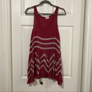 Free People red voile and lace trapeze slip dress